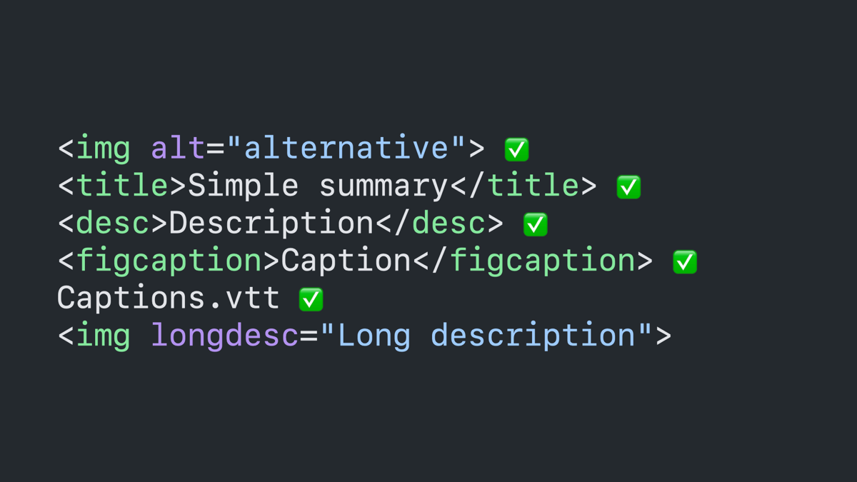 Same code block as previous with a new image tag that includes a long description attribute.