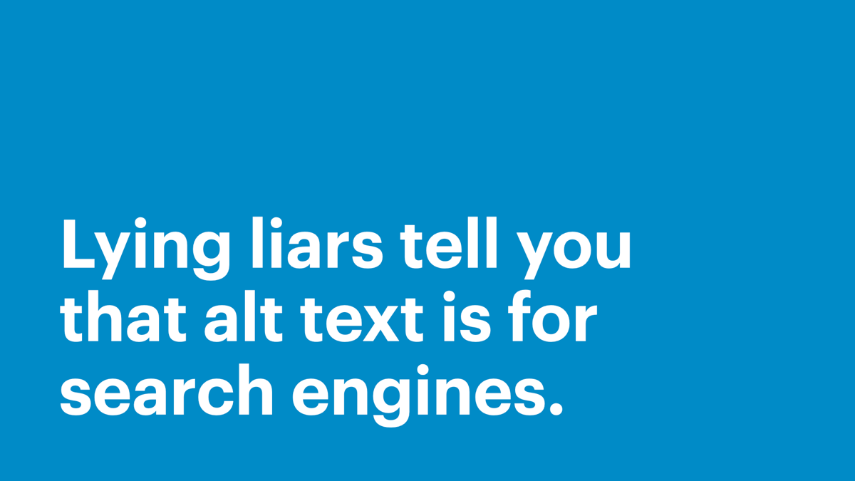 Lying liars tell you that alt text is for search engines.