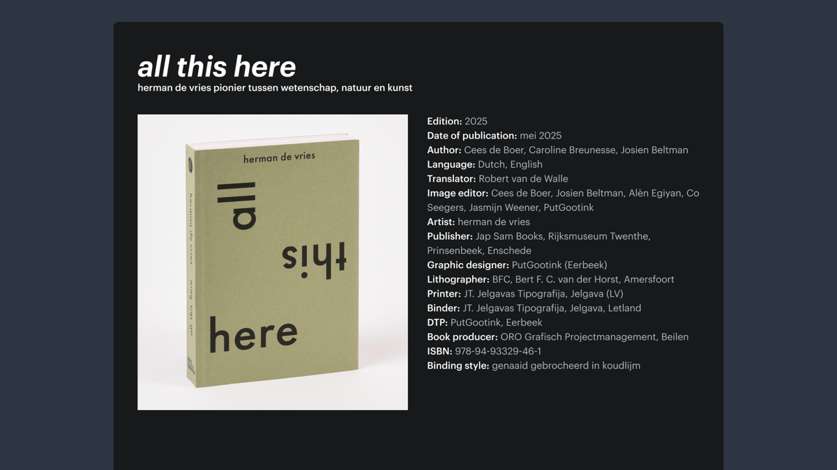 Book cover on a mock web page, surrounded by a title, description, and metadata.