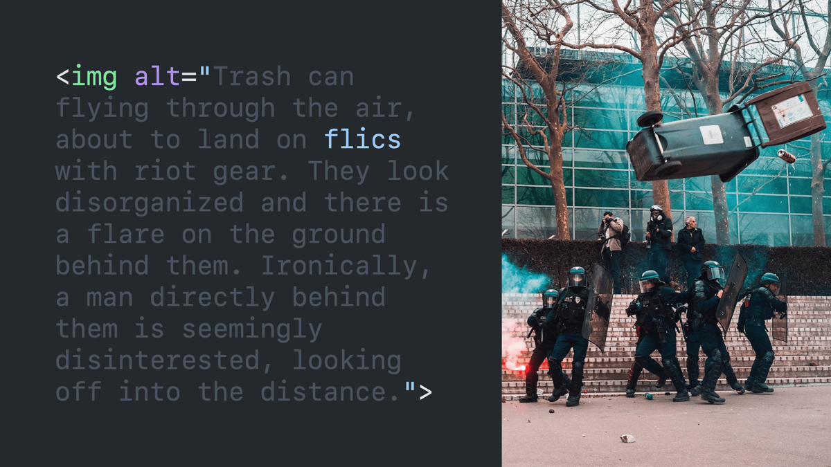 Identical slide, except that the word “cops” has been replaced with “flics.”