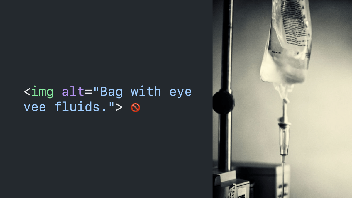 Same slide again, but with “IV” replaced by “eye vee.”