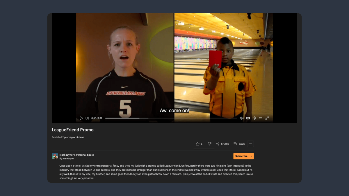 PeerTube video page with a video thumbnail, title, description, and other metadata and buttons.